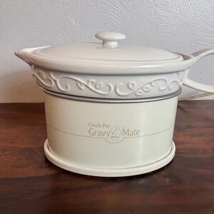 Crock-Pot Gravy Mate Electric‎ Warmer SCVG600 Cream Ceramic Sauce Boat Lid